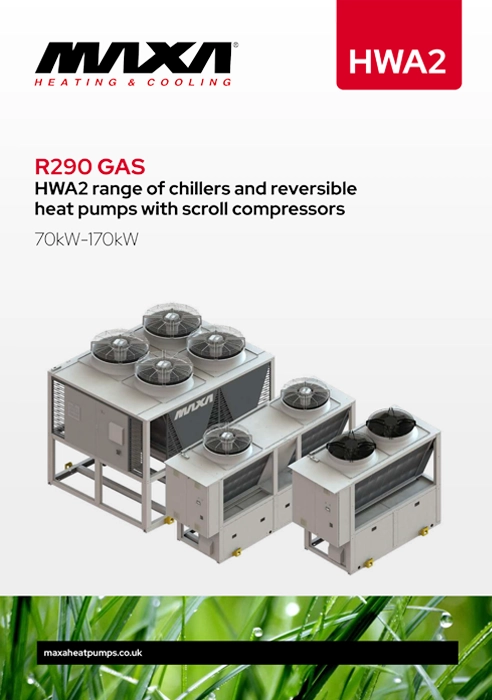 Maxa HWA2 and HWA2-H heat pump range brochure cover