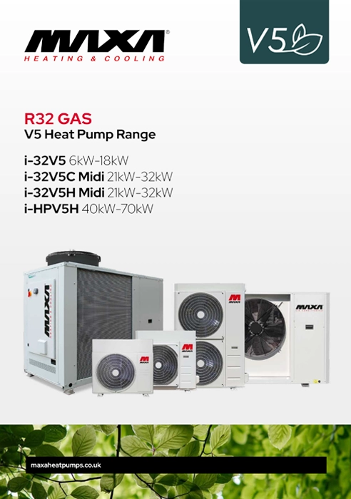 Maxa i-32V5 and i-HPV5H heat pump range brochure cover